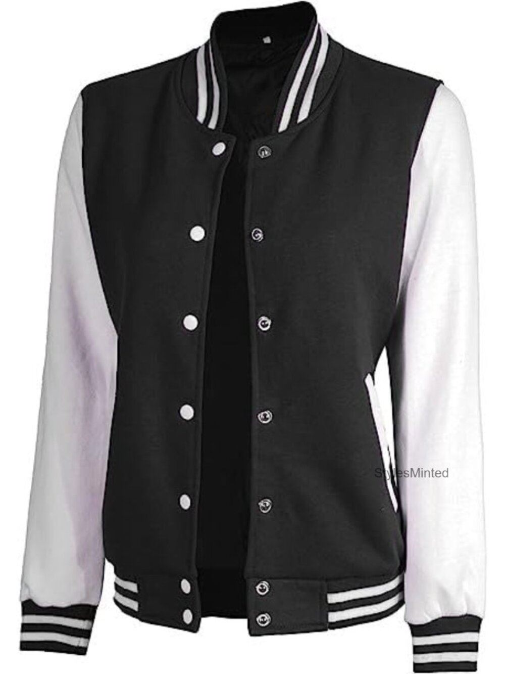 Fleece Bomber Varsity Jacket - Lightweight Letterman Jacket for Women, Snap